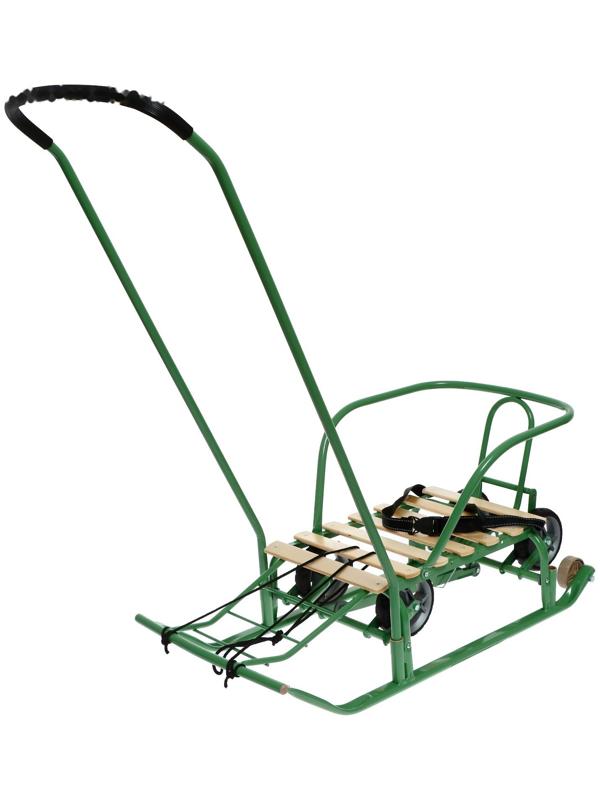 Санки детские с колёсами «Тимка 5 универсал», с ручкой, цвет оливковый