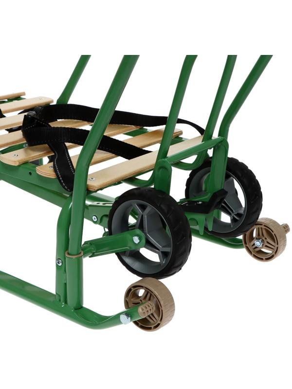 Санки детские с колёсами «Тимка 5 универсал», с ручкой, цвет оливковый