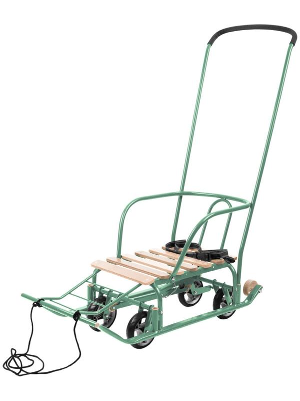 Санки детские с колёсами «Тимка 5 универсал», с ручкой, цвет оливковый