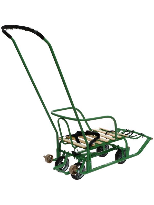 Санки детские с колёсами «Тимка 5 универсал», с ручкой, цвет оливковый