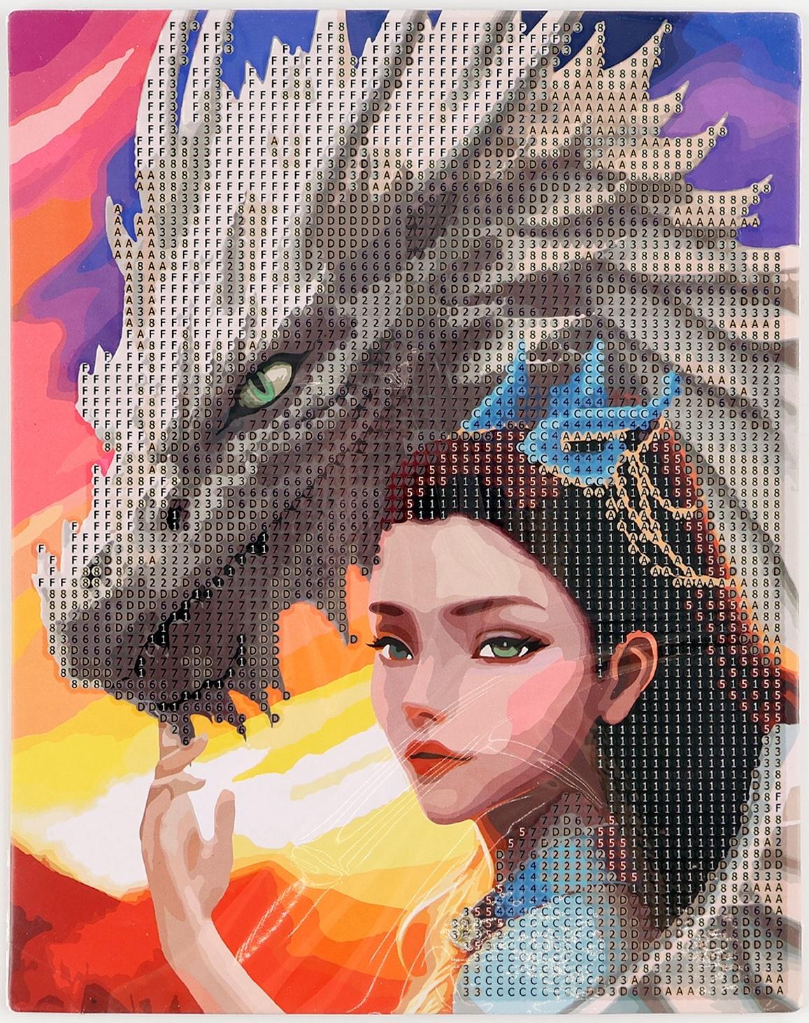 Алмазная мозаика с частичным заполнением на картонной основе «Девушка с драконом», 20 х 25 см