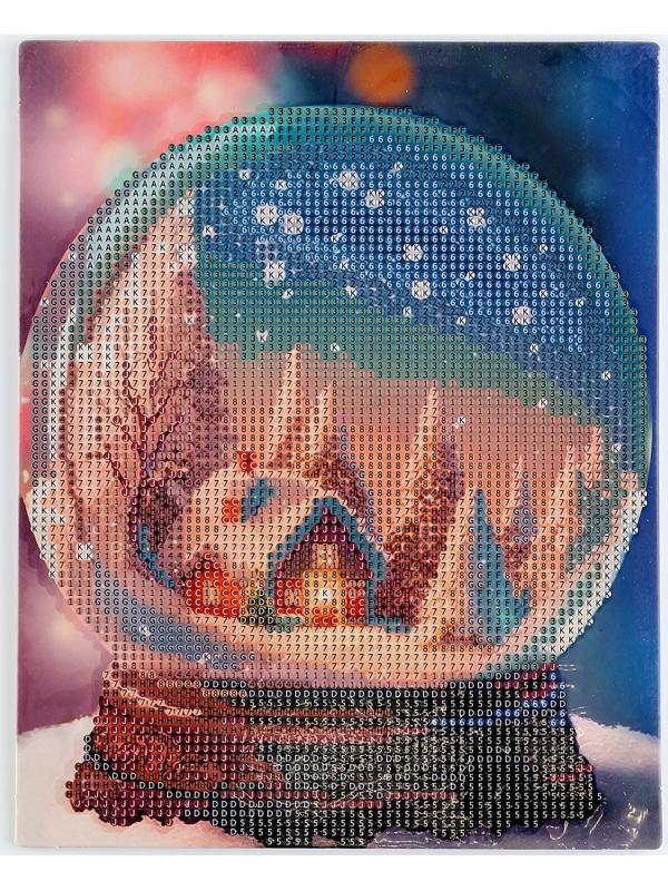 Алмазная мозаика на новый год с частичным заполнением для детей «Снежный шар», 20 х 25 см, набор для творчества