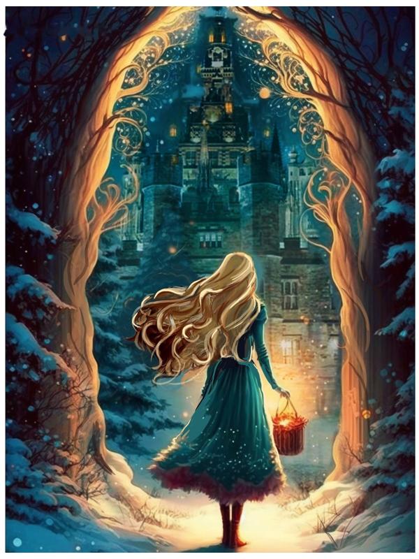 Алмазная мозаика на новый год с частичным заполнением на холсте «Сказка», 30 х 40 см, набор для творчества