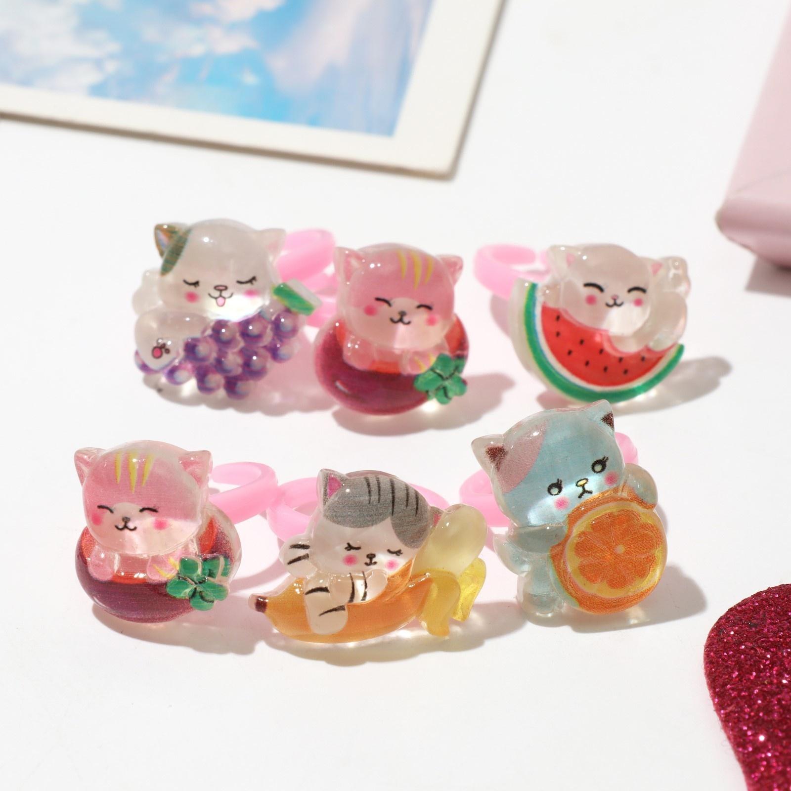 Кольцо детское «Выбражулька» котики и фруктики, форма МИКС, цветное, безразмерное