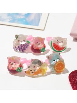 Кольцо детское «Выбражулька» котики и фруктики, форма МИКС, цветное, безразмерное