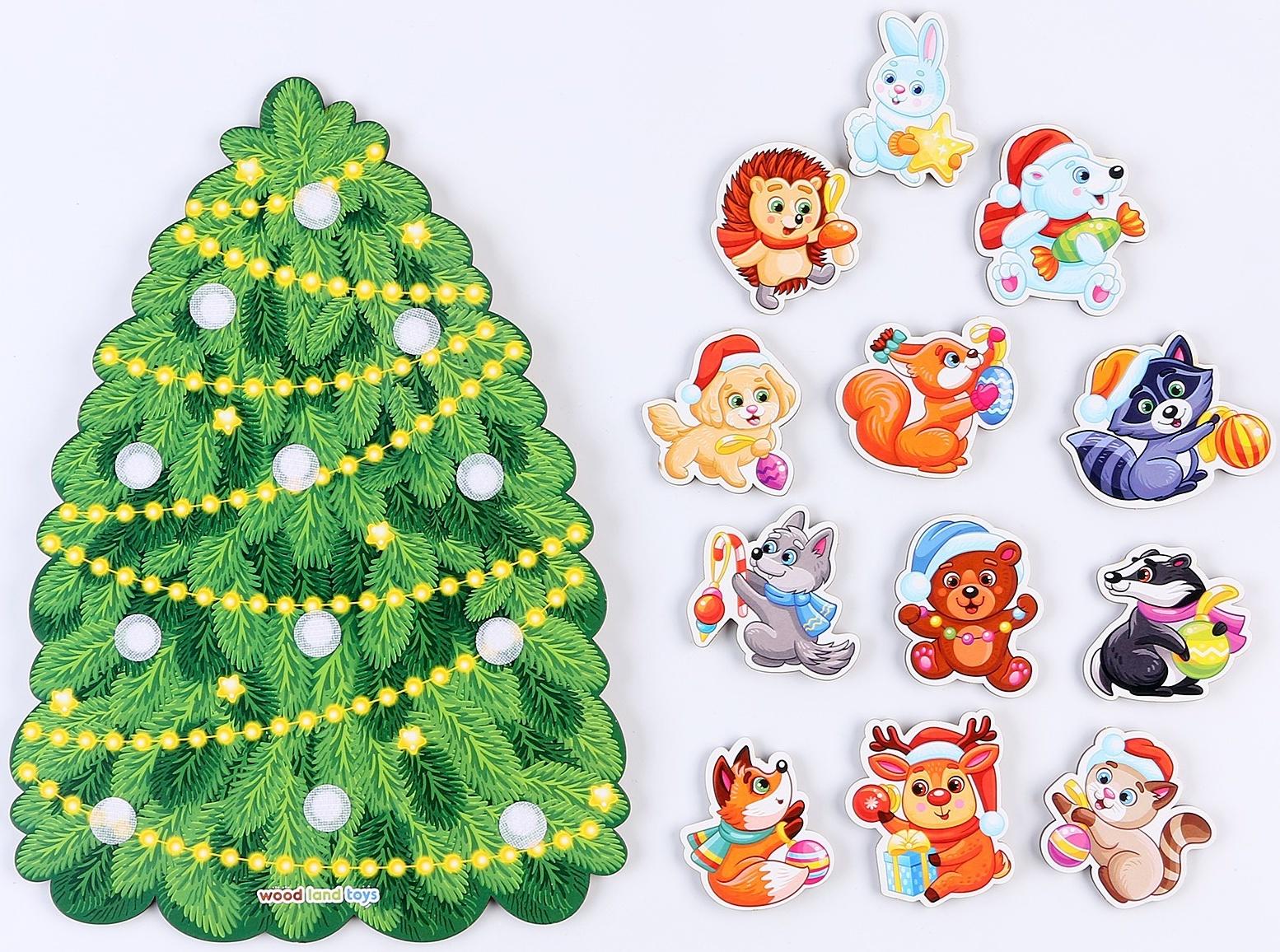 Сортер «Зверята на ёлке», на липучках