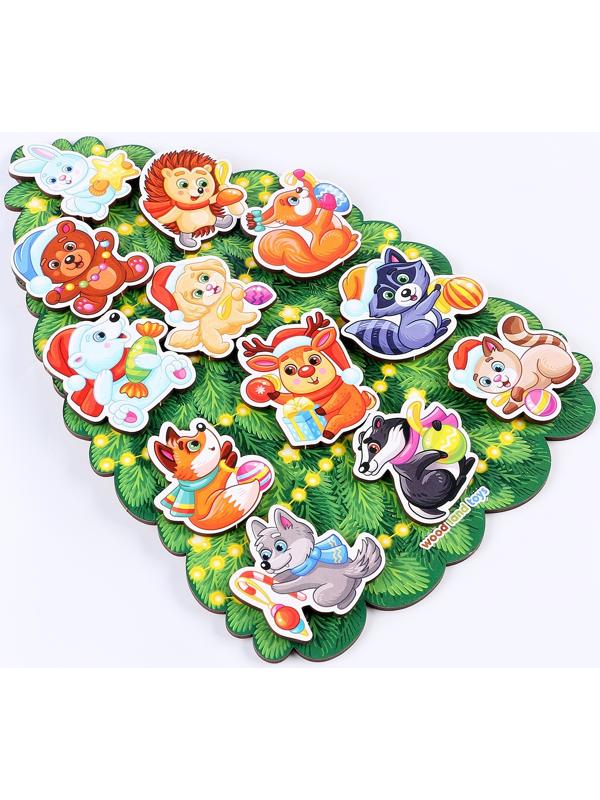 Сортер «Зверята на ёлке», на липучках