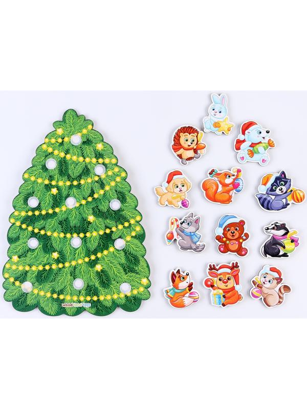 Сортер «Зверята на ёлке», на липучках