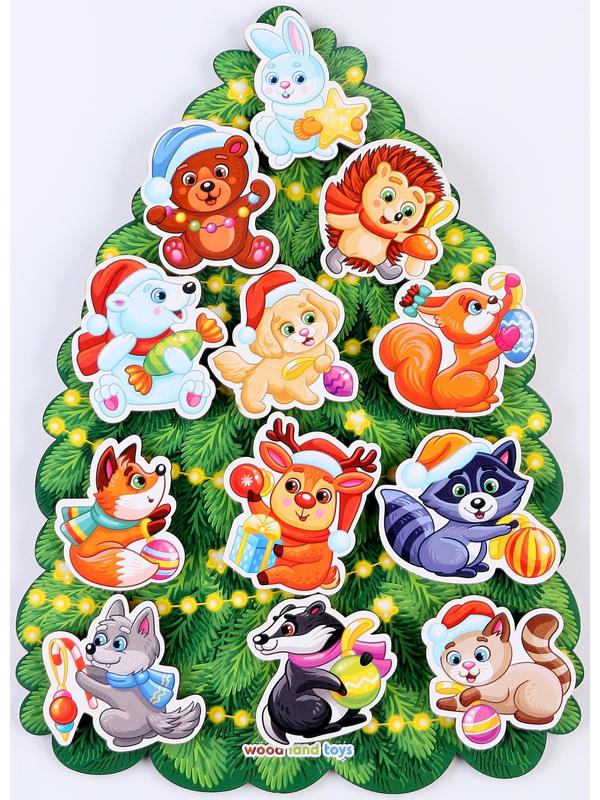 Сортер «Зверята на ёлке», на липучках