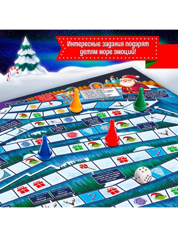Настольная игра ходилка-бродилка для детей «Морозная гонка», 2-4 игрока, 3+