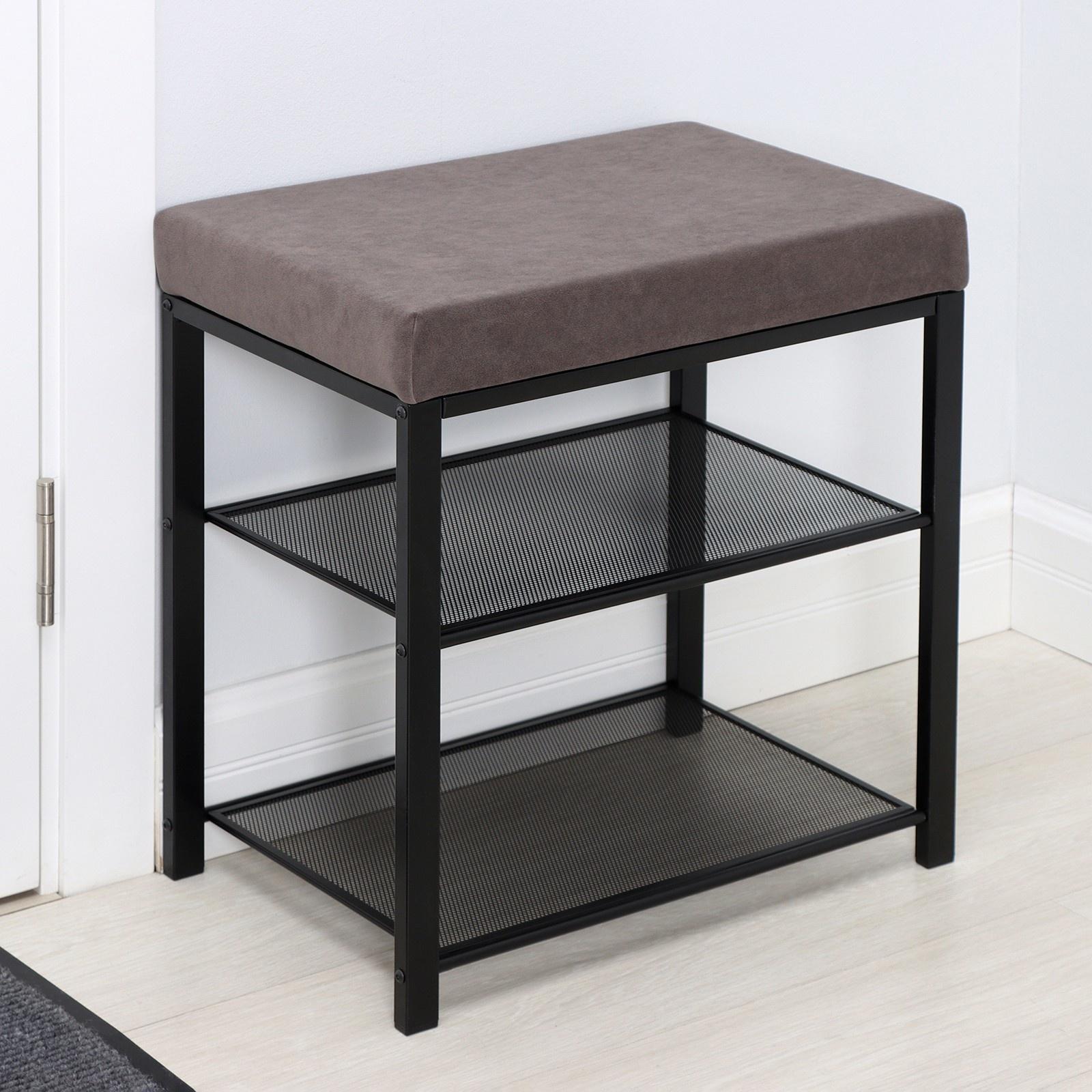 Банкетка «Торонто 13S», 47×30×49 см, цвет каркаса чёрный, цвет сиденья серый