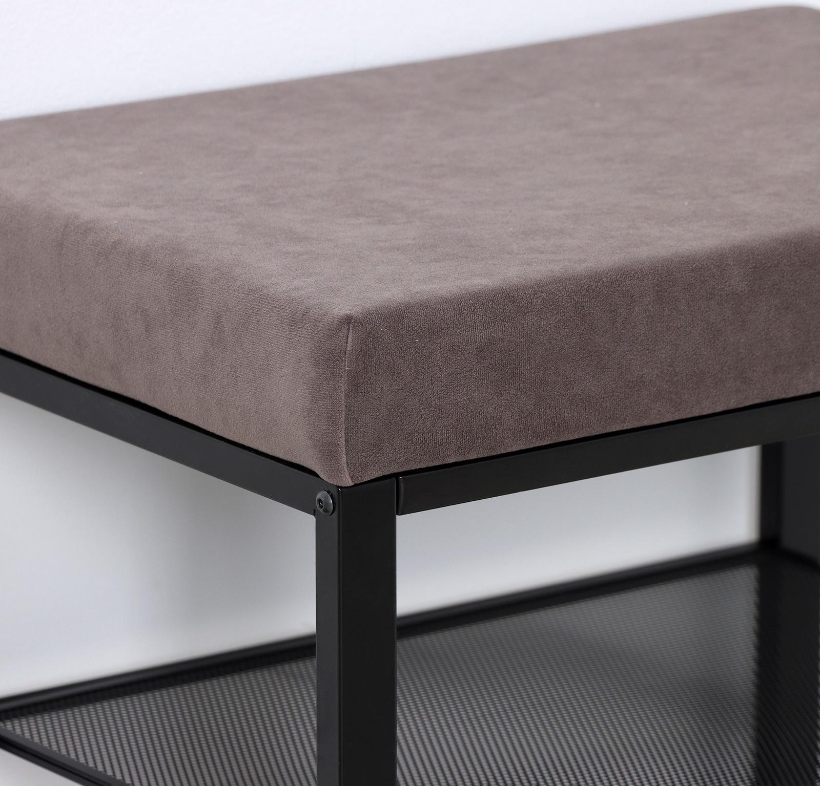 Банкетка «Торонто 13S», 47×30×49 см, цвет каркаса чёрный, цвет сиденья серый