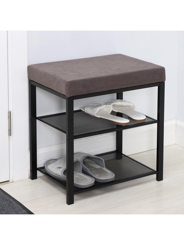 Банкетка «Торонто 13S», 47×30×49 см, цвет каркаса чёрный, цвет сиденья серый