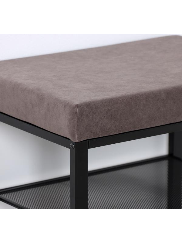 Банкетка «Торонто 13S», 47×30×49 см, цвет каркаса чёрный, цвет сиденья серый