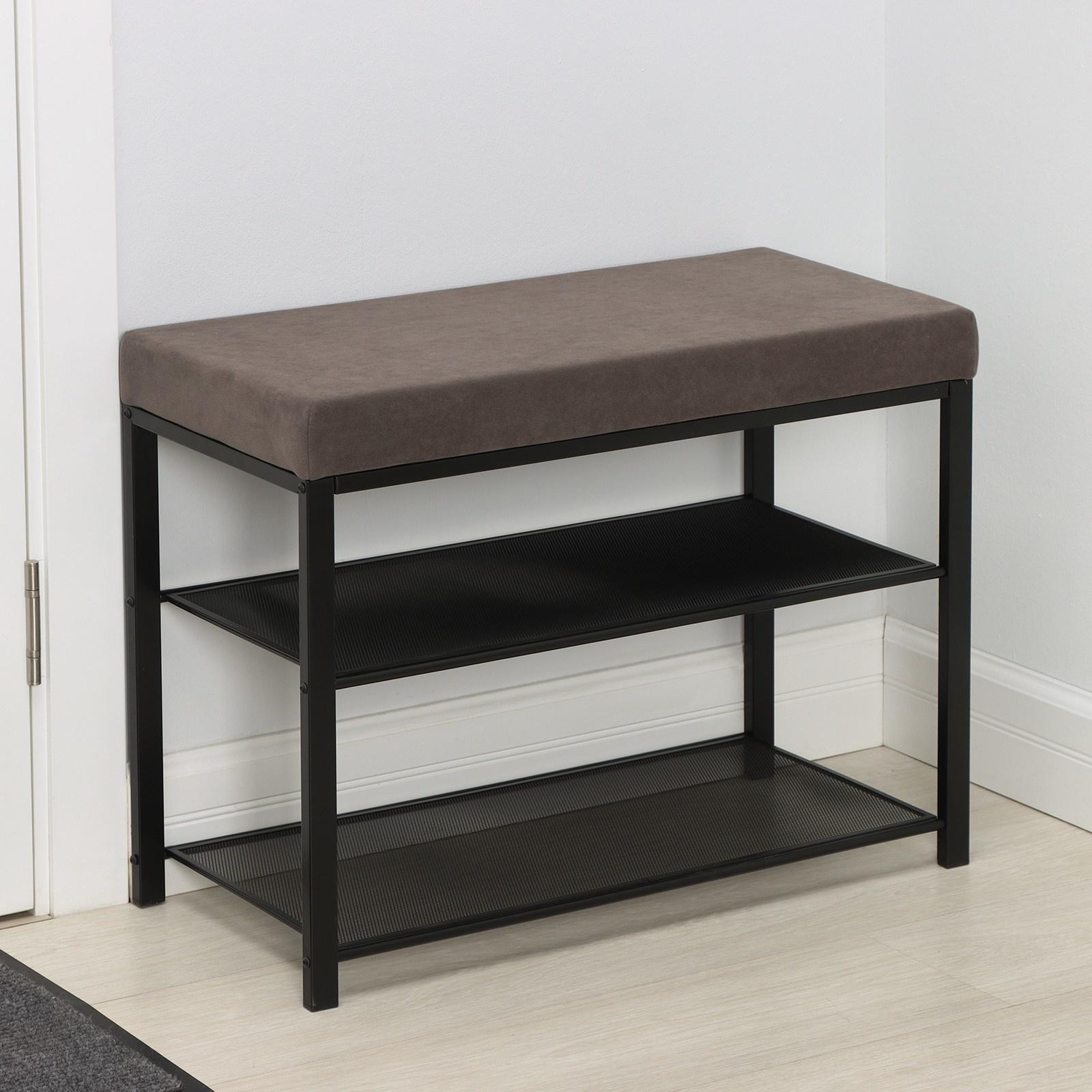 Банкетка «Торонто 23S», 67×30×49 см, цвет каркаса чёрный, цвет сиденья серый