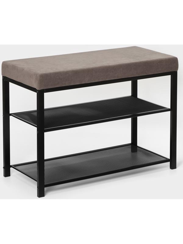 Банкетка «Торонто 23S», 67×30×49 см, цвет каркаса чёрный, цвет сиденья серый