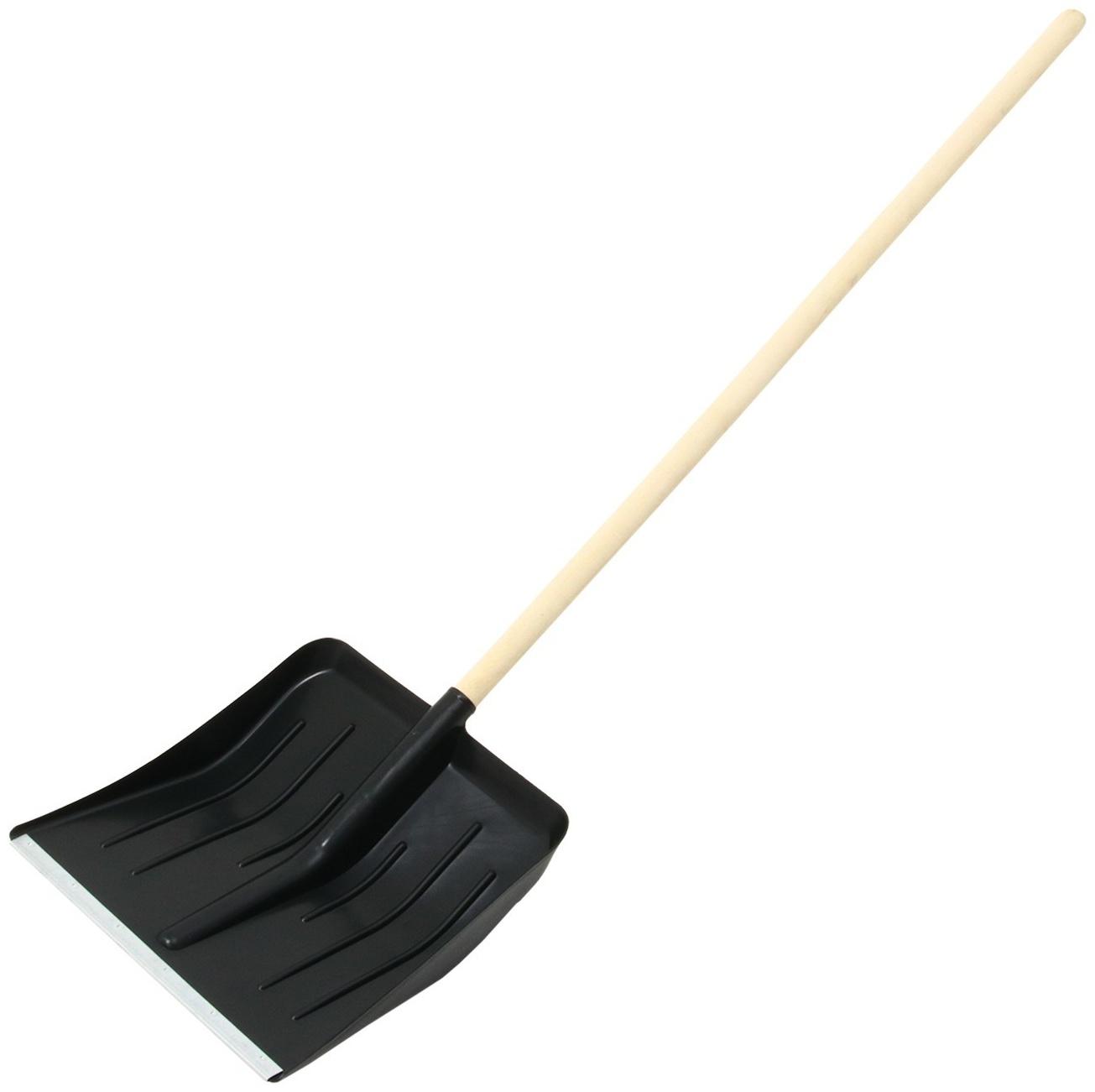 Лопата для уборки снега, пластиковый ковш 410 × 440 мм, оцинкованная планка, деревянный черенок, «Метель»