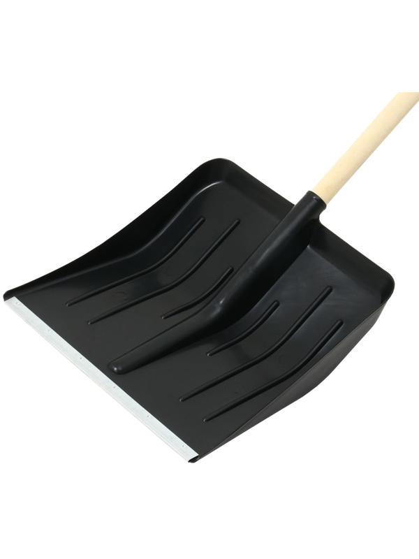Лопата для уборки снега, пластиковый ковш 410 × 440 мм, оцинкованная планка, деревянный черенок, «Метель»