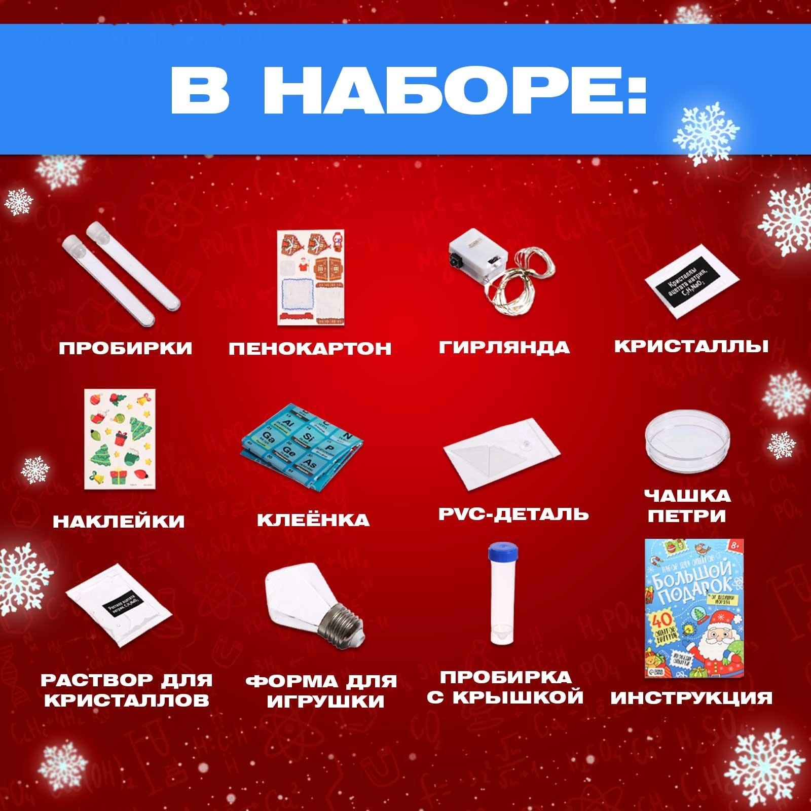 Набор для опытов «Большой новогодний подарок», 40 опытов