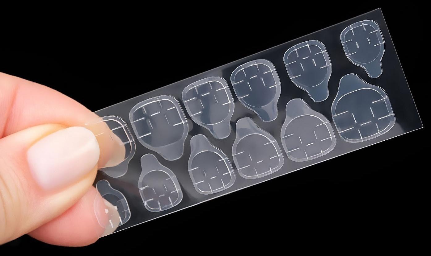 Накладные ногти, 24 шт, с клеевыми пластинами, форма мягкий квадрат, цвет бежевый/белый