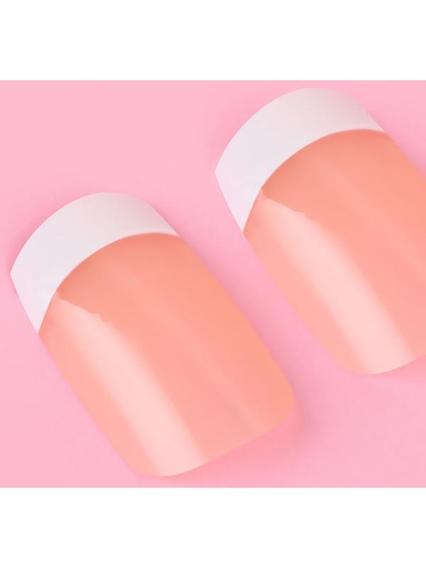 Накладные ногти, 24 шт, с клеевыми пластинами, форма мягкий квадрат, цвет бежевый/белый