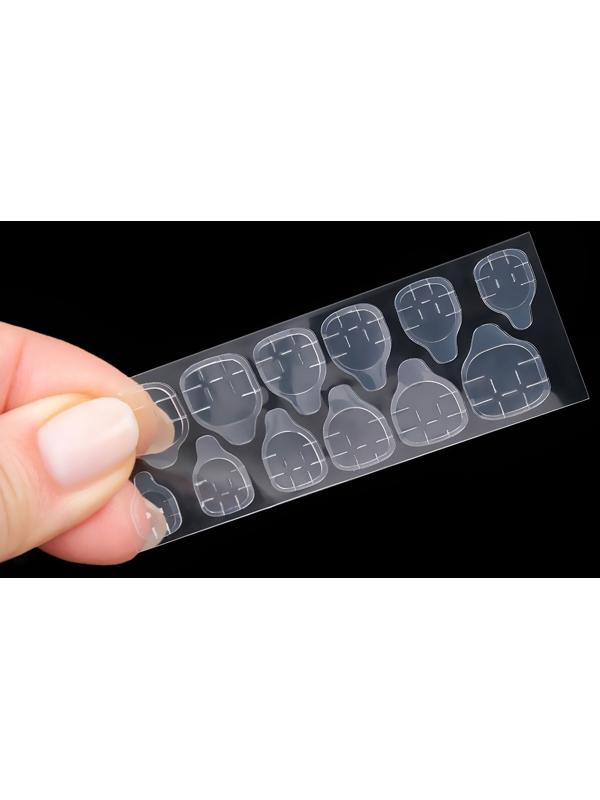 Накладные ногти, 24 шт, с клеевыми пластинами, форма мягкий квадрат, цвет бежевый/белый