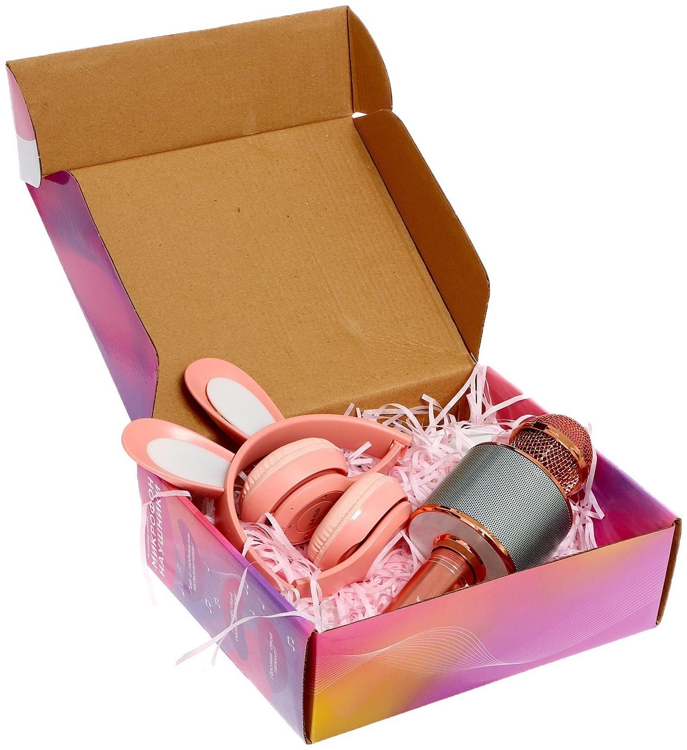 Игровой набор «Зайчик»: микрофон, наушники с ушками