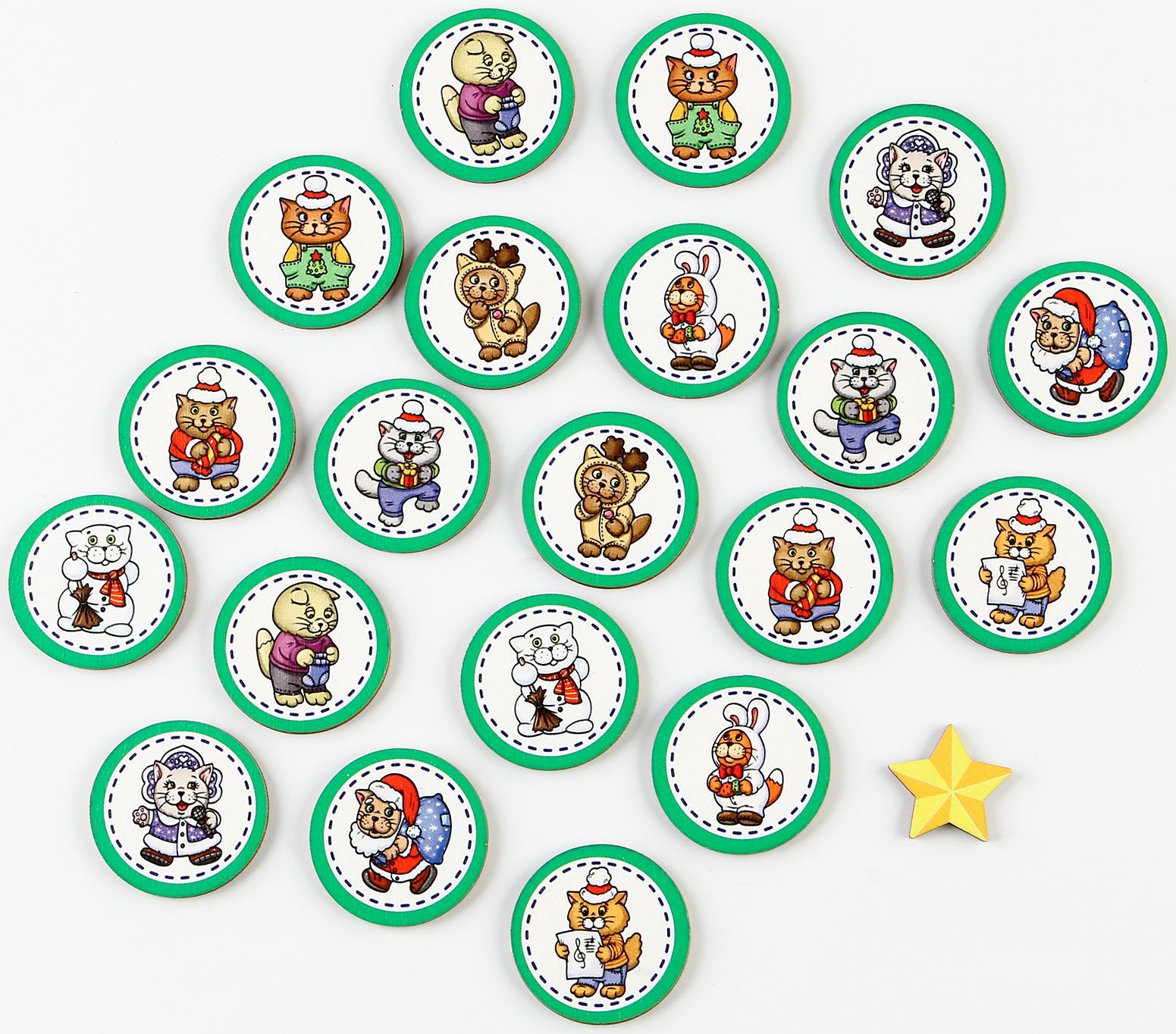 Обучающая игра «Новогоднее мемо: Забавные коты», 20 фишек