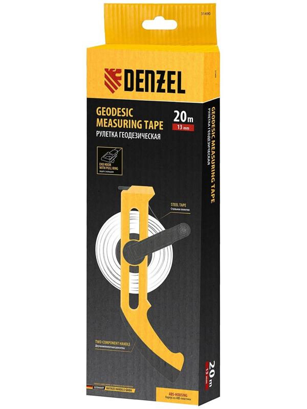 Рулетка геодезическая Denzel 31490, открытый корпус, металлическая лента, 20 м × 13 мм