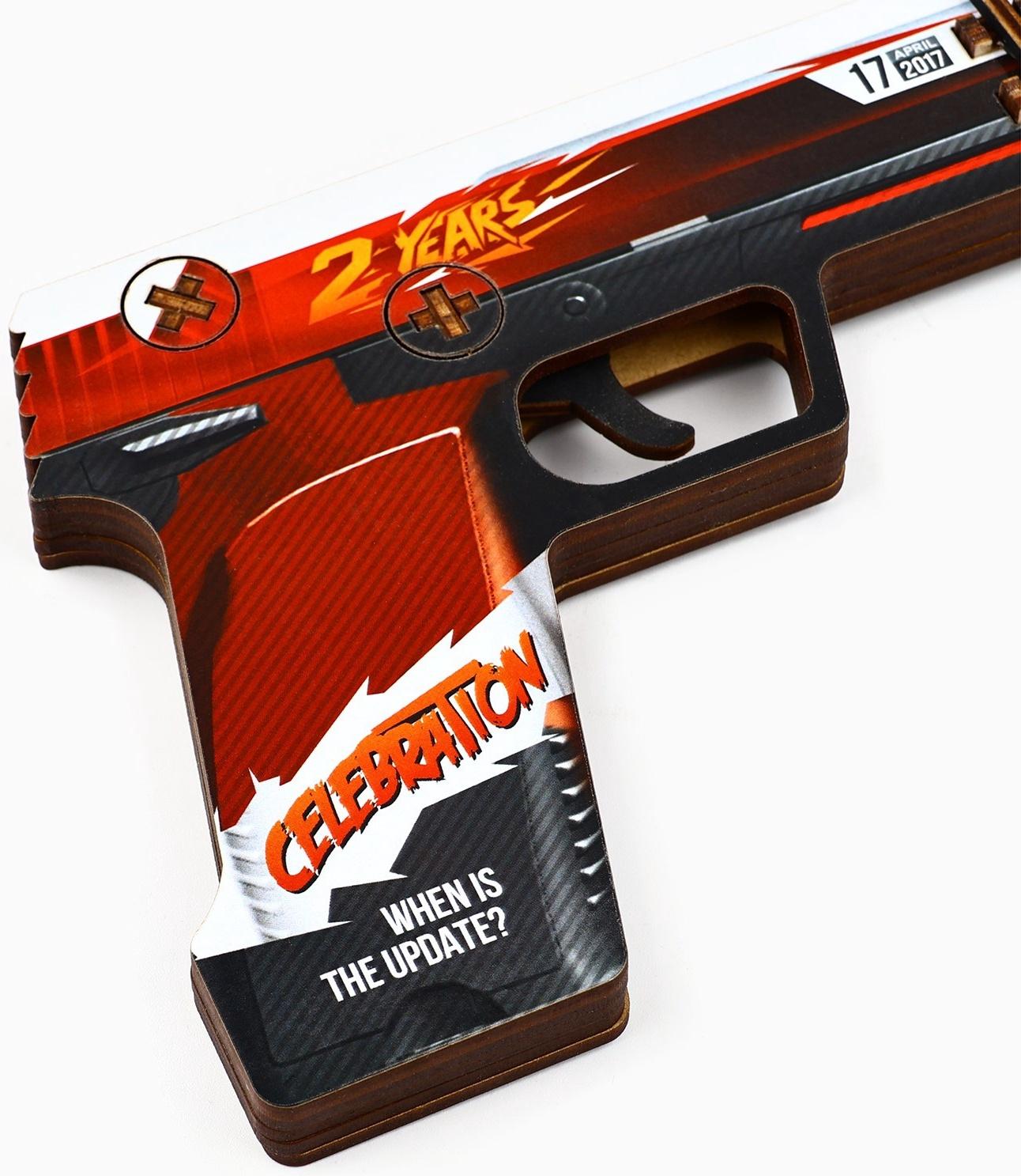 Деревянное оружие, детское сувенирное «Красный», пистолет, 32 х 14 см