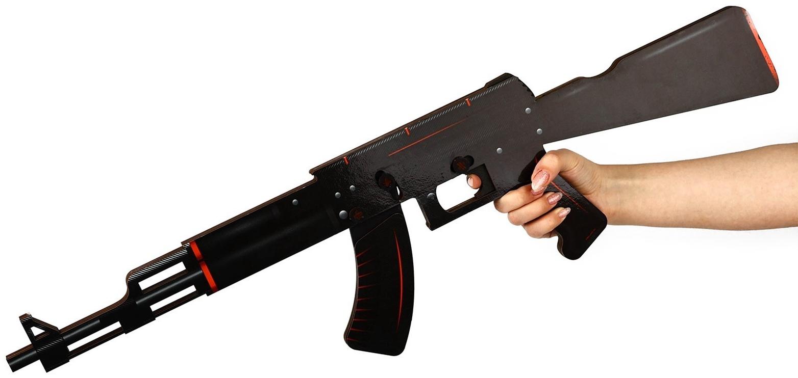 Деревянное оружие, детское сувенирное «Красный и Чёрный», автомат, пистолет, керамбит, набор 3 шт