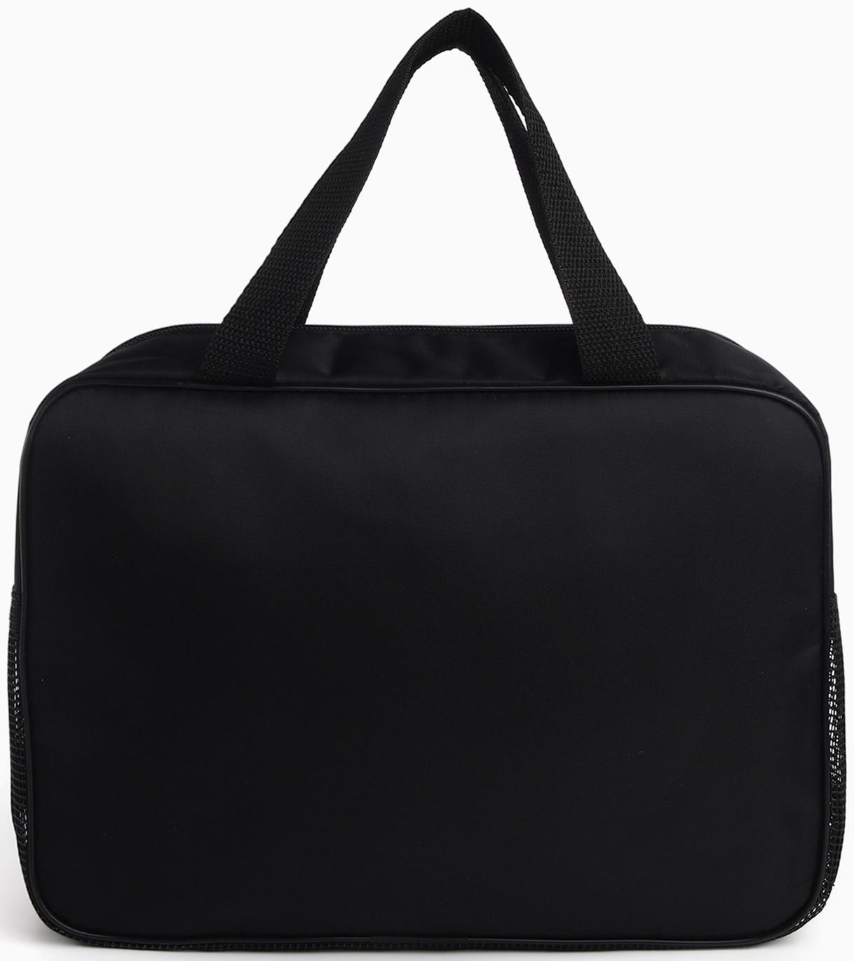 Косметичка-сумка на молнии, большая, с сеткой, «Кактус», чёрная