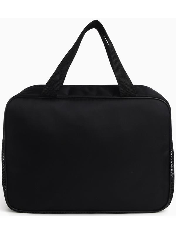 Косметичка-сумка на молнии, большая, с сеткой, «Кактус», чёрная