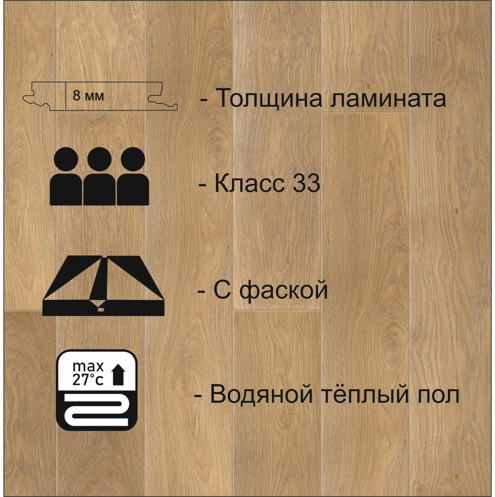 Ламинат Trophy 833 TC-Lock Paris 1292 х194 8 мм, 33 класс, 2,005м2