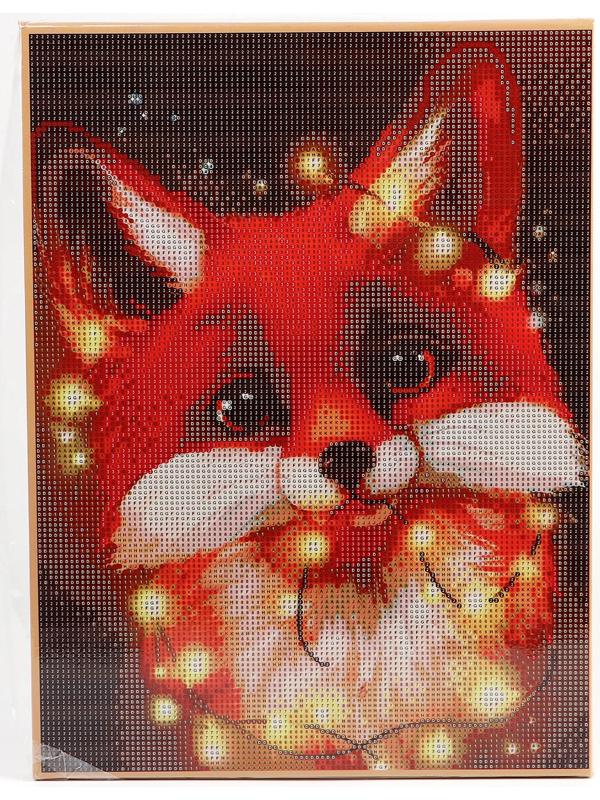 Алмазная мозаика с полным заполнением на холсте с подрамником «Лисенок», 30 х 40 см