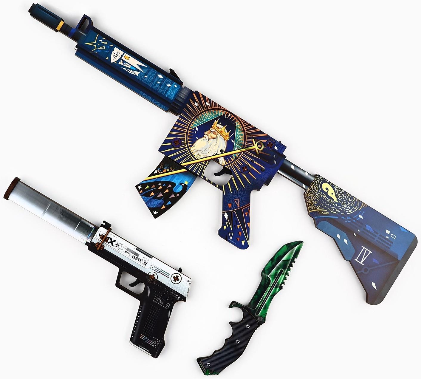 Деревянное оружие, детское сувенирное «Император», автомат, пистолет, нож охотничий, набор 3 шт