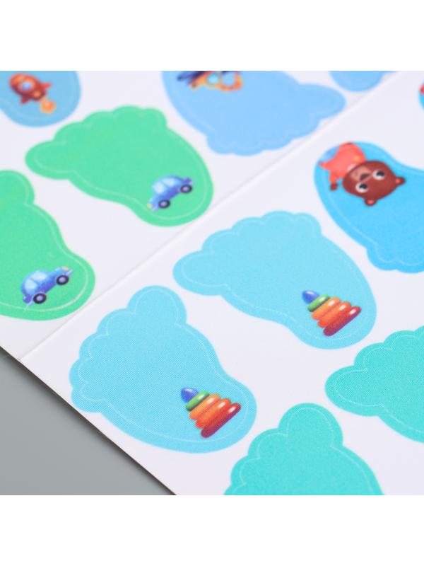 Бирки для одежды и обуви. Набор именных наклеек для маркировки детских вещей «Крутой лисёнок», 48 шт