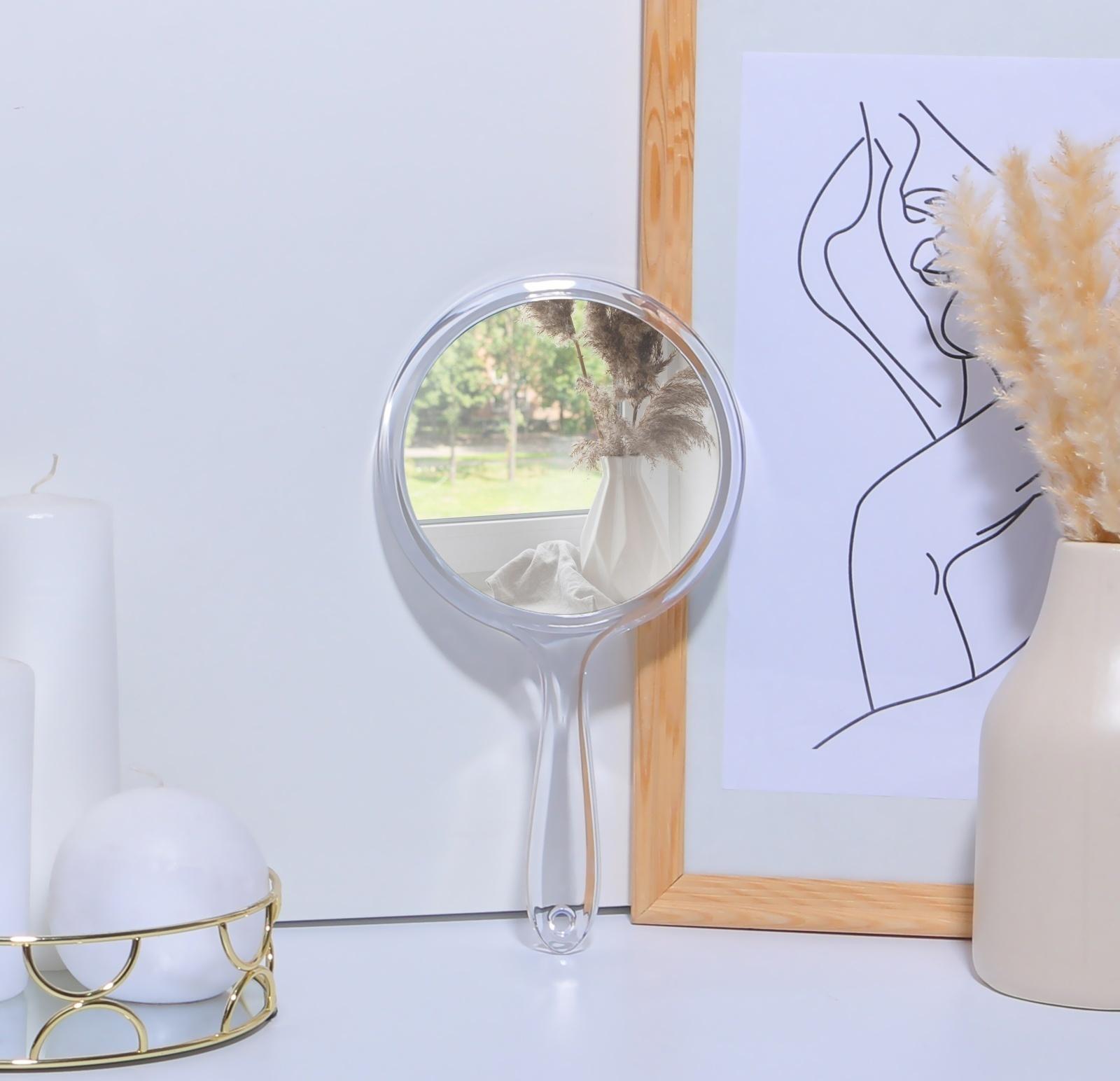 Зеркало с ручкой, двустороннее, с увеличением, d зеркальной поверхности 12,5 см, цвет прозрачный