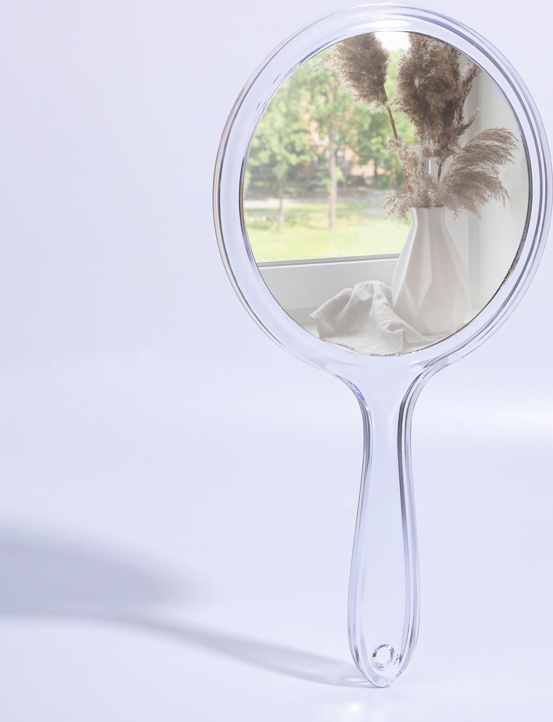 Зеркало с ручкой, двустороннее, с увеличением, d зеркальной поверхности 12,5 см, цвет прозрачный