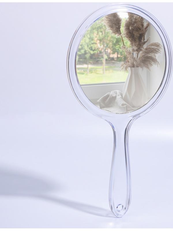 Зеркало с ручкой, двустороннее, с увеличением, d зеркальной поверхности 12,5 см, цвет прозрачный