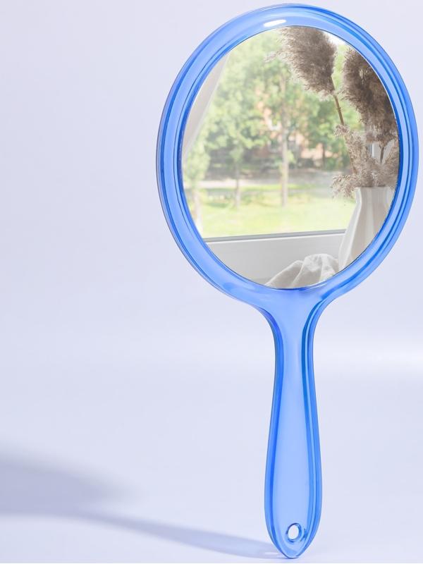Зеркало с ручкой, двустороннее, с увеличением, d зеркальной поверхности 12,5 см, цвет синий