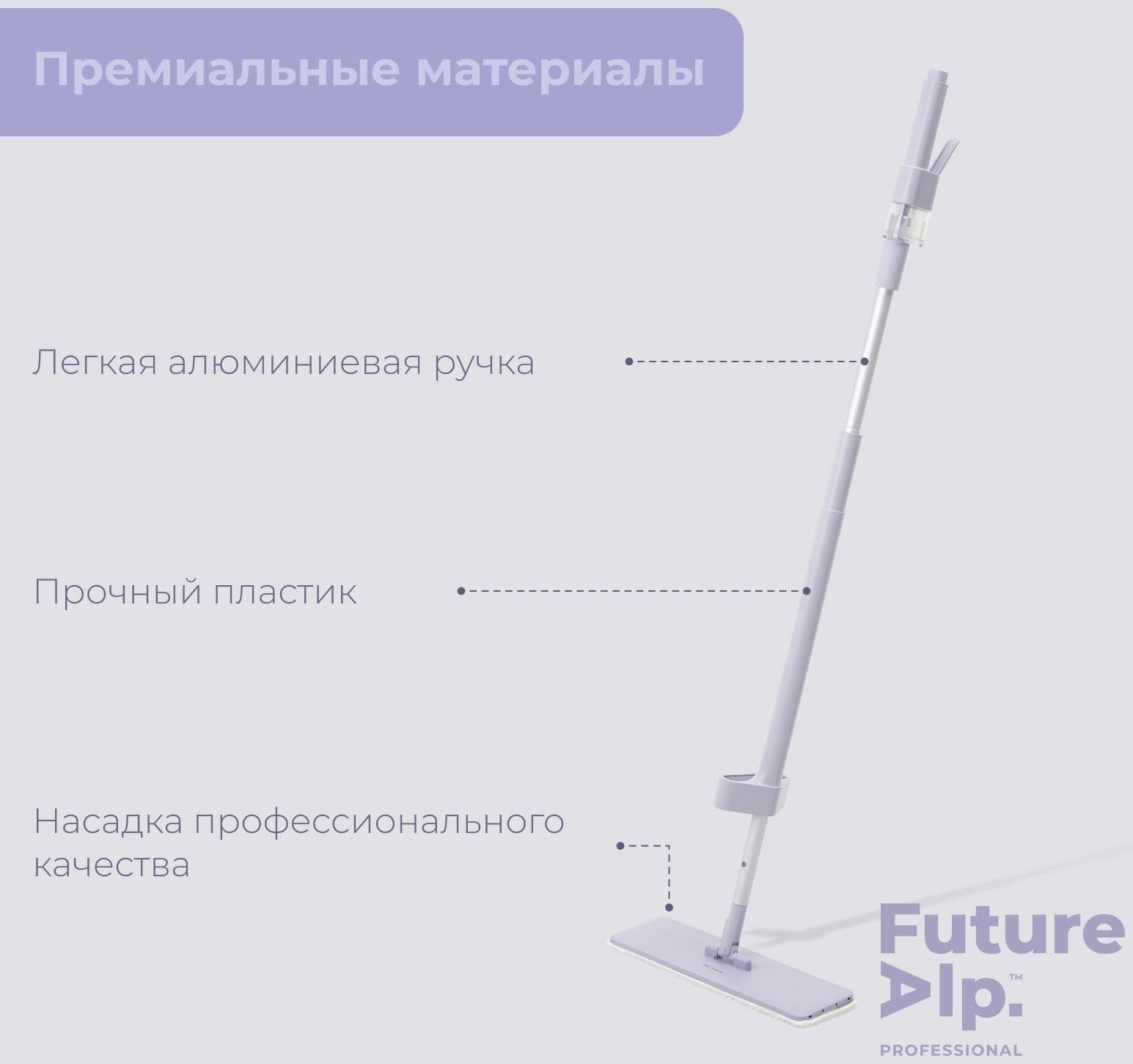 Швабра с отжимом Future Alp All at once, с распылителем, алюминиевая ручка, 2 насадки Touch Clean