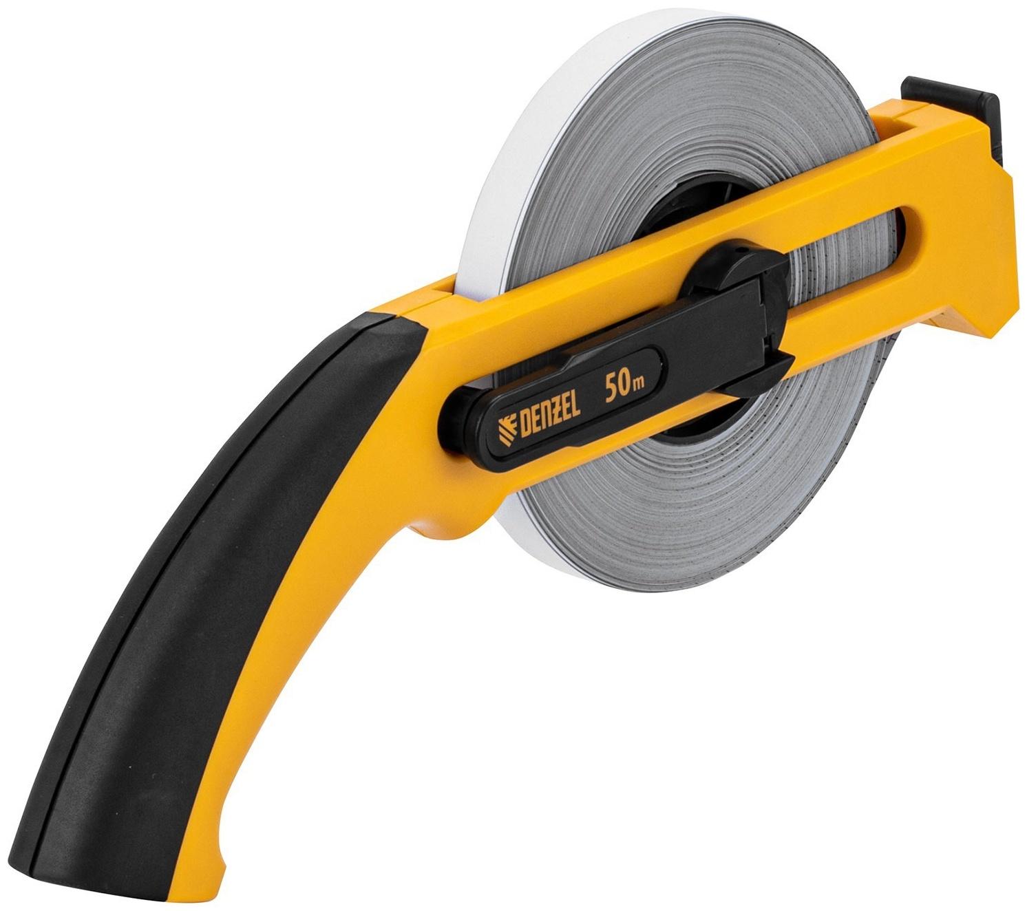 Рулетка геодезическая DENZEL 31492, открытый корпус, металлическая лента, 50 м × 13 мм