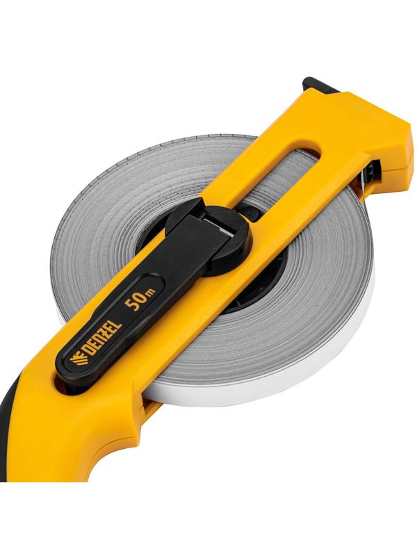 Рулетка геодезическая DENZEL 31492, открытый корпус, металлическая лента, 50 м × 13 мм