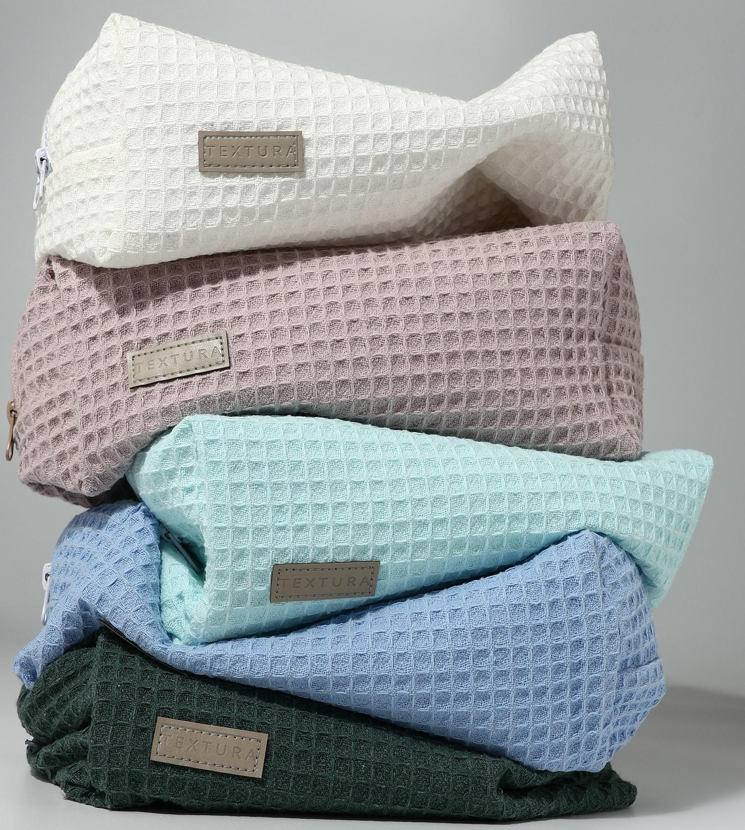 Косметичка женская на молнии TEXTURA, объёмная, большая, мягкая, вафельная текстура, белая