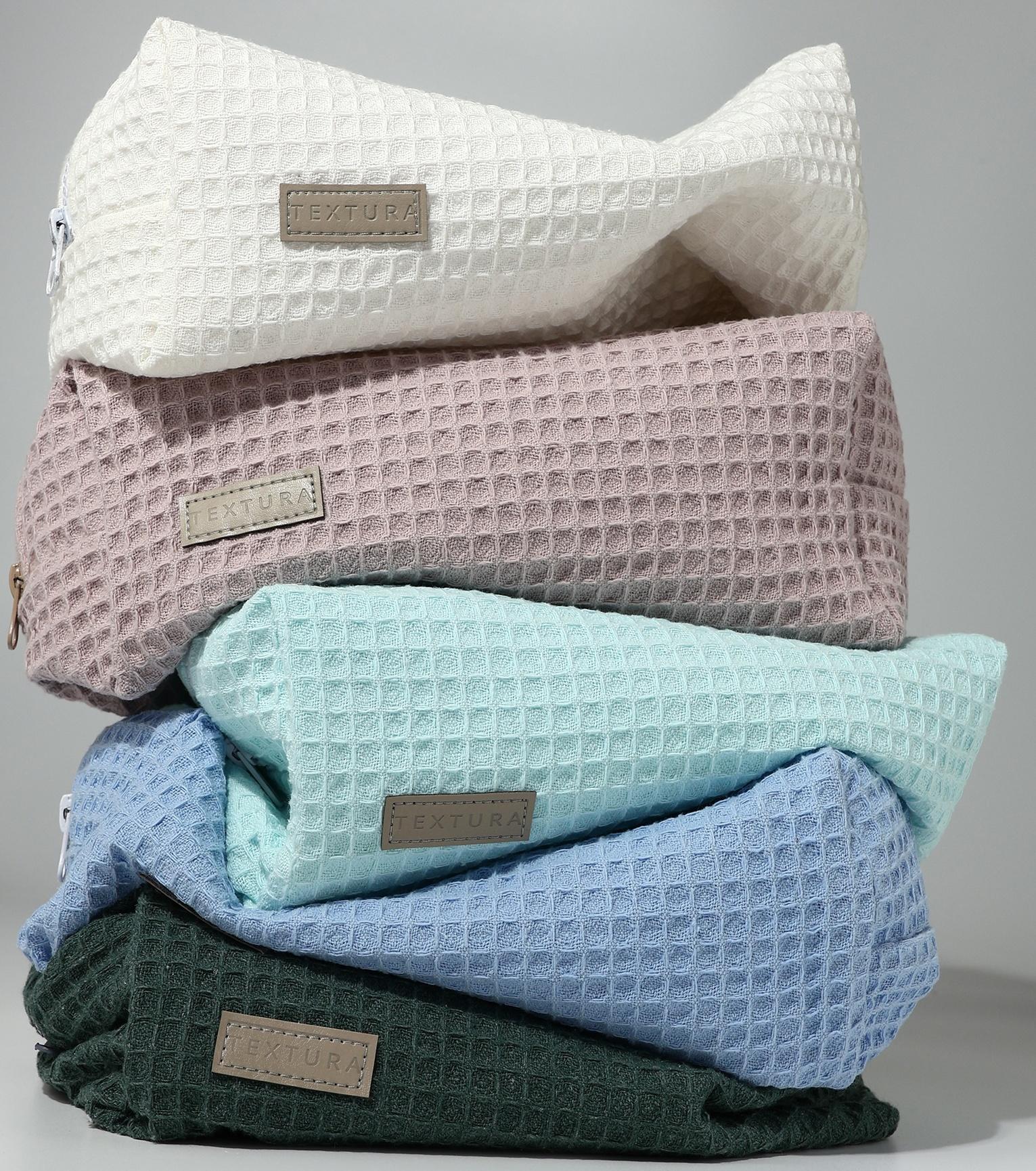 Косметичка женская на молнии TEXTURA, объёмная, большая, мягкая, вафельная текстура, пыльно-розовая