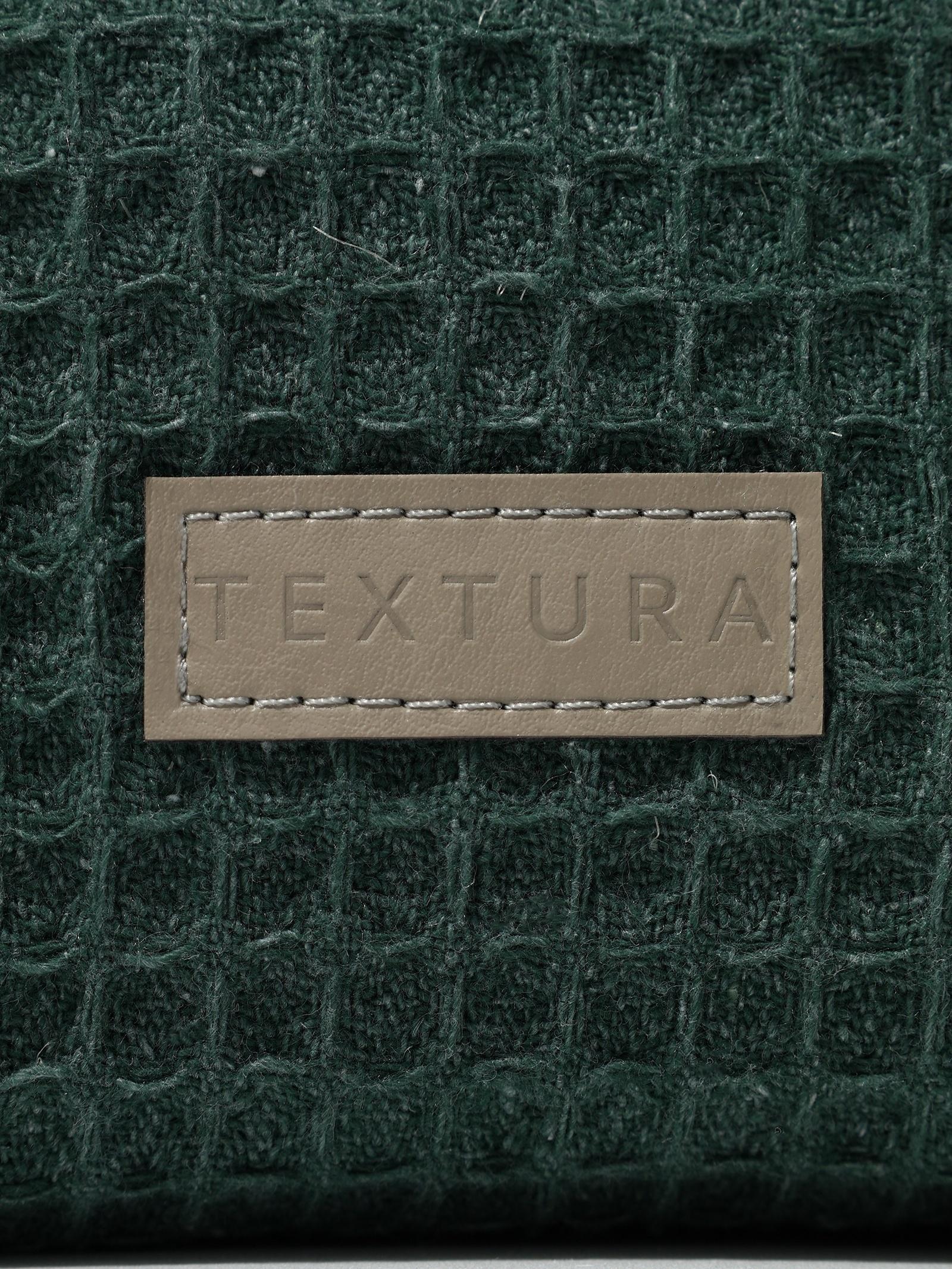 Косметичка женская на молнии TEXTURA, объёмная, большая, мягкая, вафельная текстура, зелёная