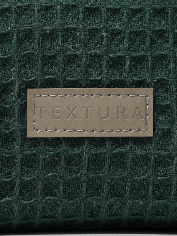 Косметичка женская на молнии TEXTURA, объёмная, средняя, мягкая, вафельная текстура, зелёная