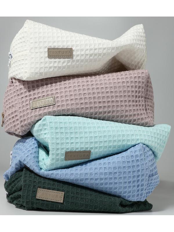 Косметичка женская на молнии TEXTURA, объёмная, большая, мягкая, вафельная текстура, бирюзовая