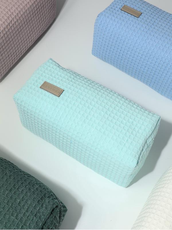 Косметичка женская на молнии TEXTURA, объёмная, большая, мягкая, вафельная текстура, бирюзовая
